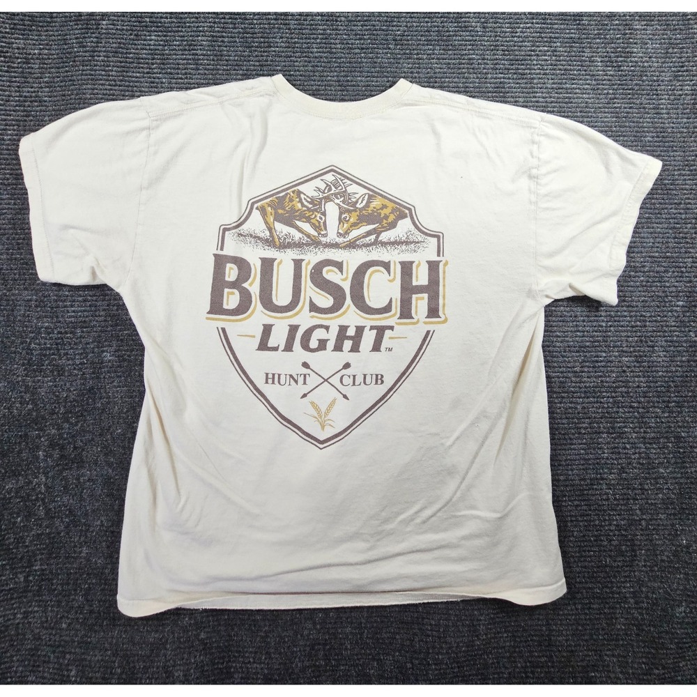 Busch Light JEDCo Mens T Shirts XL White Graphic Print Logo Ringspun Cotton